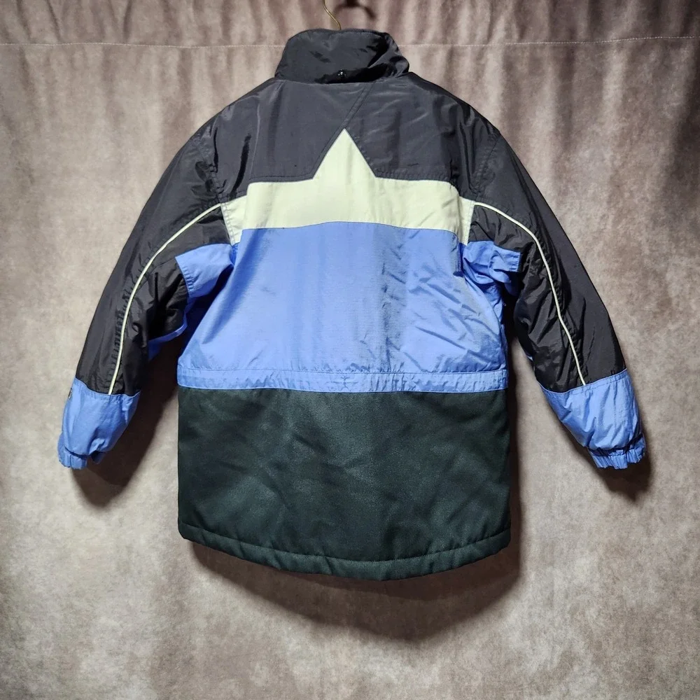 girls COLUMBIA winter Hooded Jacket TECTONITE Blue/Gray ripstop Ski size L 10/12